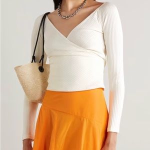 NWT Reformation Minnie Knit Crossover Off Shoulder Top Cream (Medium)